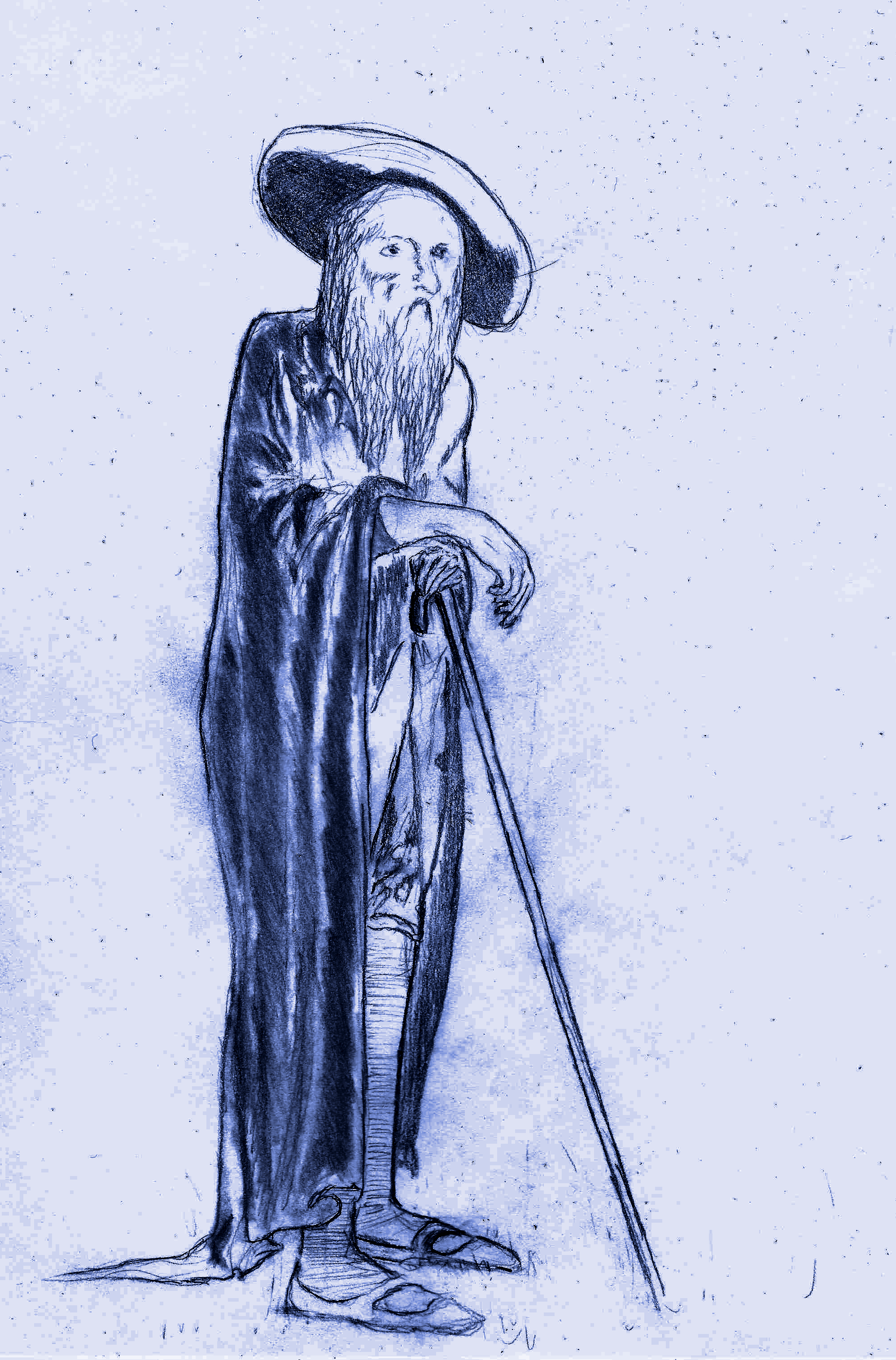 An experienced mage lost in thought.