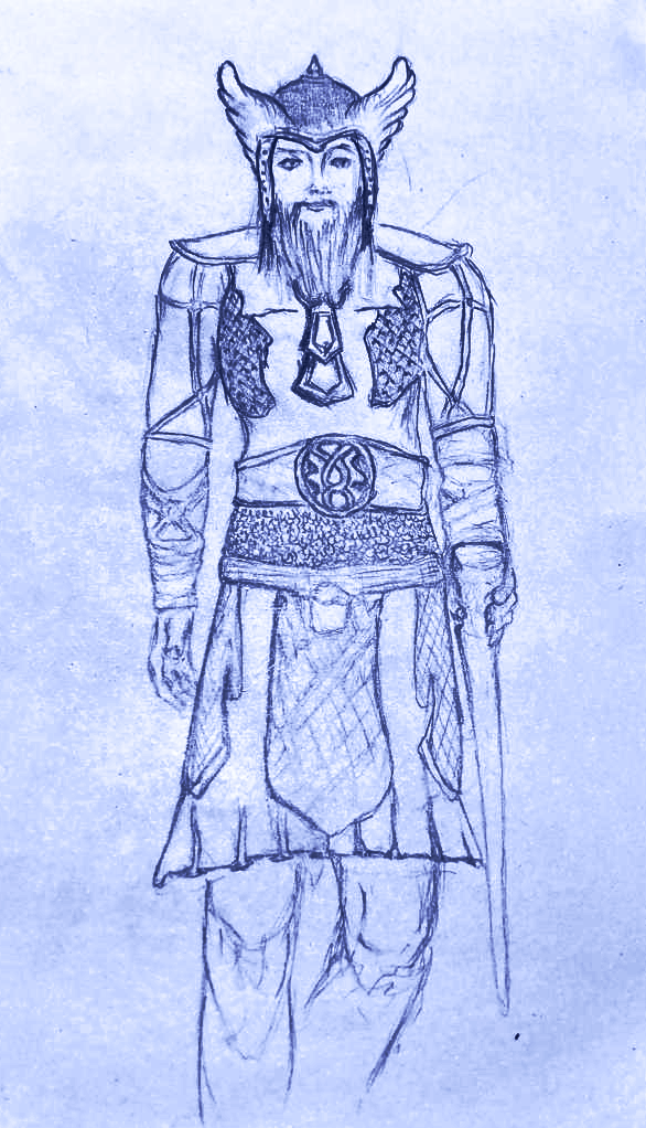 A fully armored paladin stands alert.