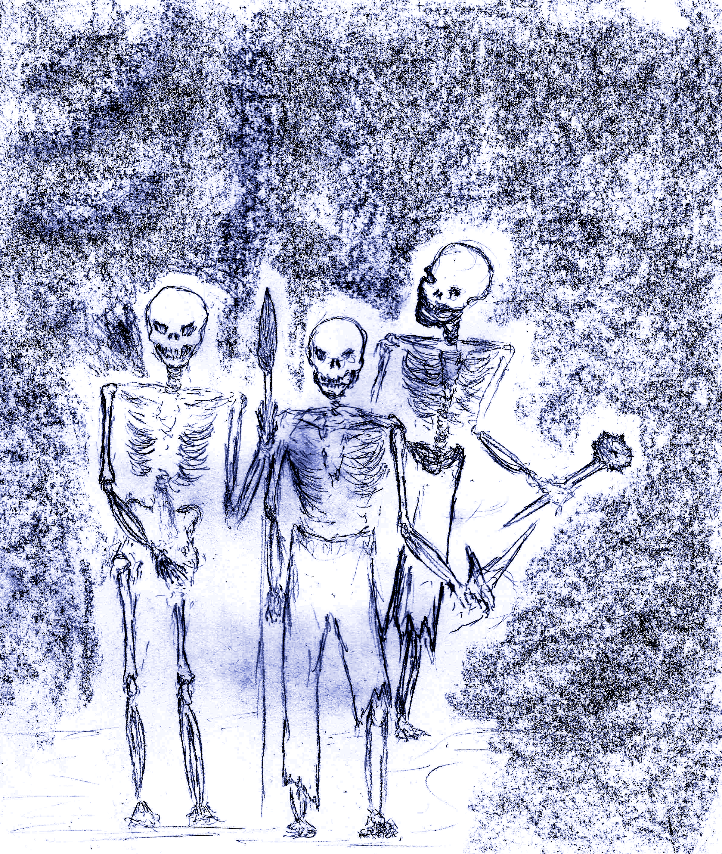 Skeletons walk mechanically towards your party.